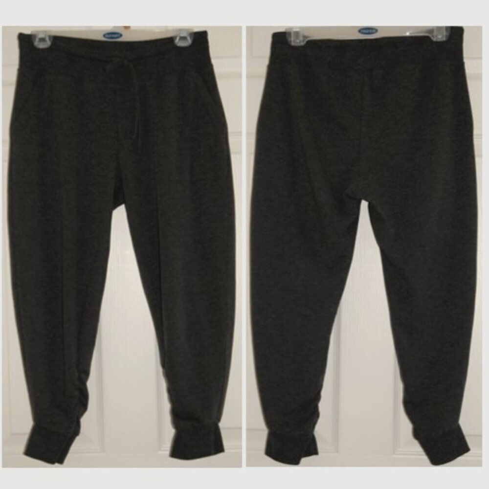 Harmony & Balance Dark Gray Ruched Rayon Blend Yoga Sweat Jogger Pants, Size S